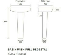 AMYRIS 600X400MM 1TH BASIN &amp; FULL PEDESTAL