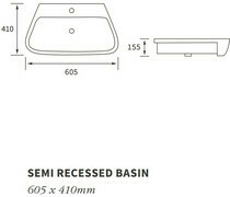 AMYRIS 605X410MM 1TH SEMI RECESSED BASIN