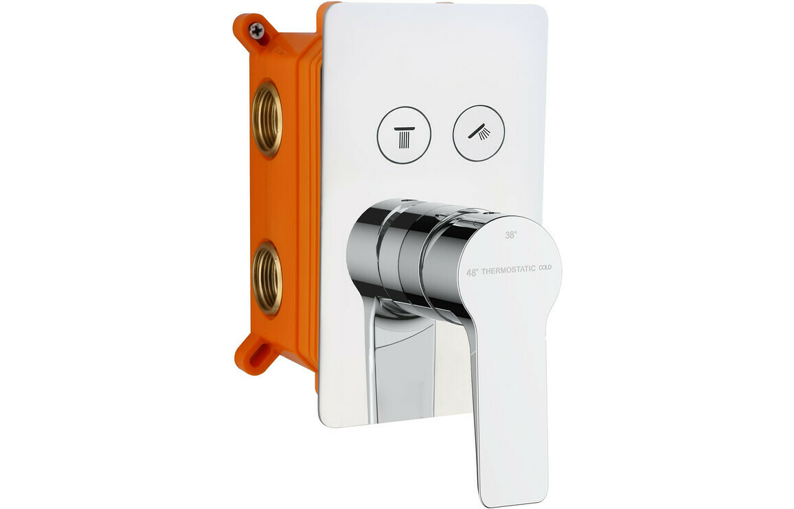 AURA THERMOSTATIC PUSH BUTTON SHOWER VALVE - TWO OUTLET