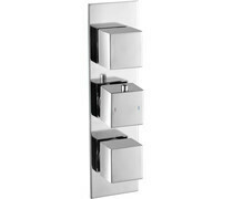 Rhomba Slim Plate Thermostatic Triple Shower Valve - Three Outlet