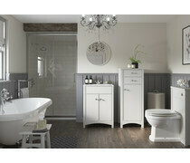 Lucia 550x550mm Round Mirror - Satin White Ash