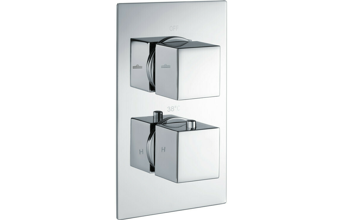 Kuba Thermostatic Twin Shower Valve - Two Outlet