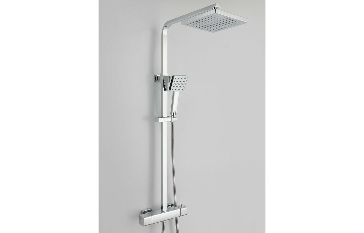 Quadro Cool-Touch Thermostatic Mixer Shower with Overhead - Square