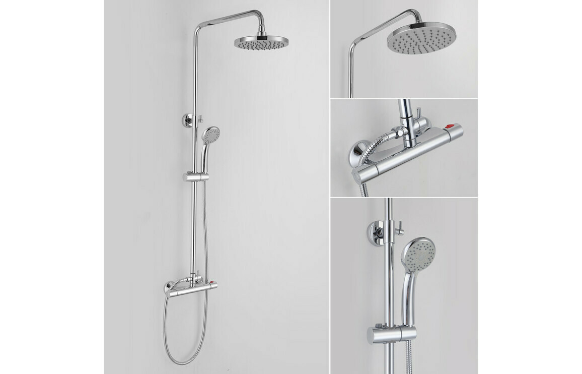 Rondi Thermostatic Bar Mixer with Round Handset & Overhead