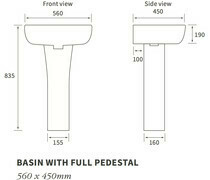 Cedarwood 560x450mm 1TH Basin &amp; Full Pedestal (Boxed)