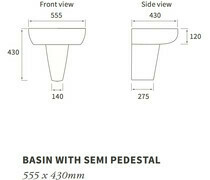Cilantro 555x430mm 1TH Basin &amp; Semi Pedestal
