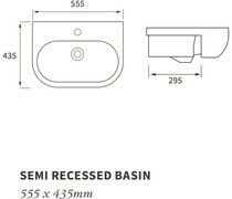 Cilantro 555x435mm 1TH Semi Recessed Basin