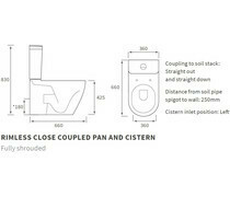 Cilantro Rimless C/C Fully Shrouded WC &amp; Soft Close Seat