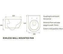 Cilantro Rimless Wall Hung WC &amp; Soft Close Seat