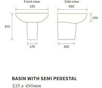 Mimosa 535x490mm 1TH Basin &amp; Semi Pedestal