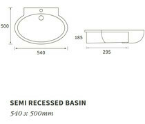 Mimosa 540x500mm 1TH Semi Recessed Basin