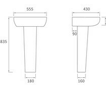 Senna 555x460mm 1TH Basin &amp; Full Pedestal