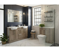Alba 200mm Full Height Toilet Roll Holder - Grey Nebraska Oak