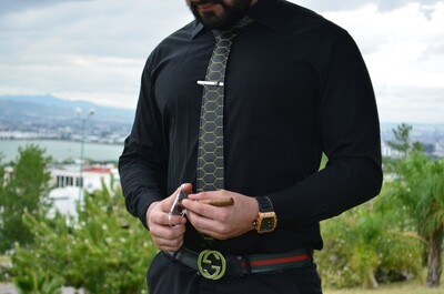 Yellow Hex Corbata de Piel