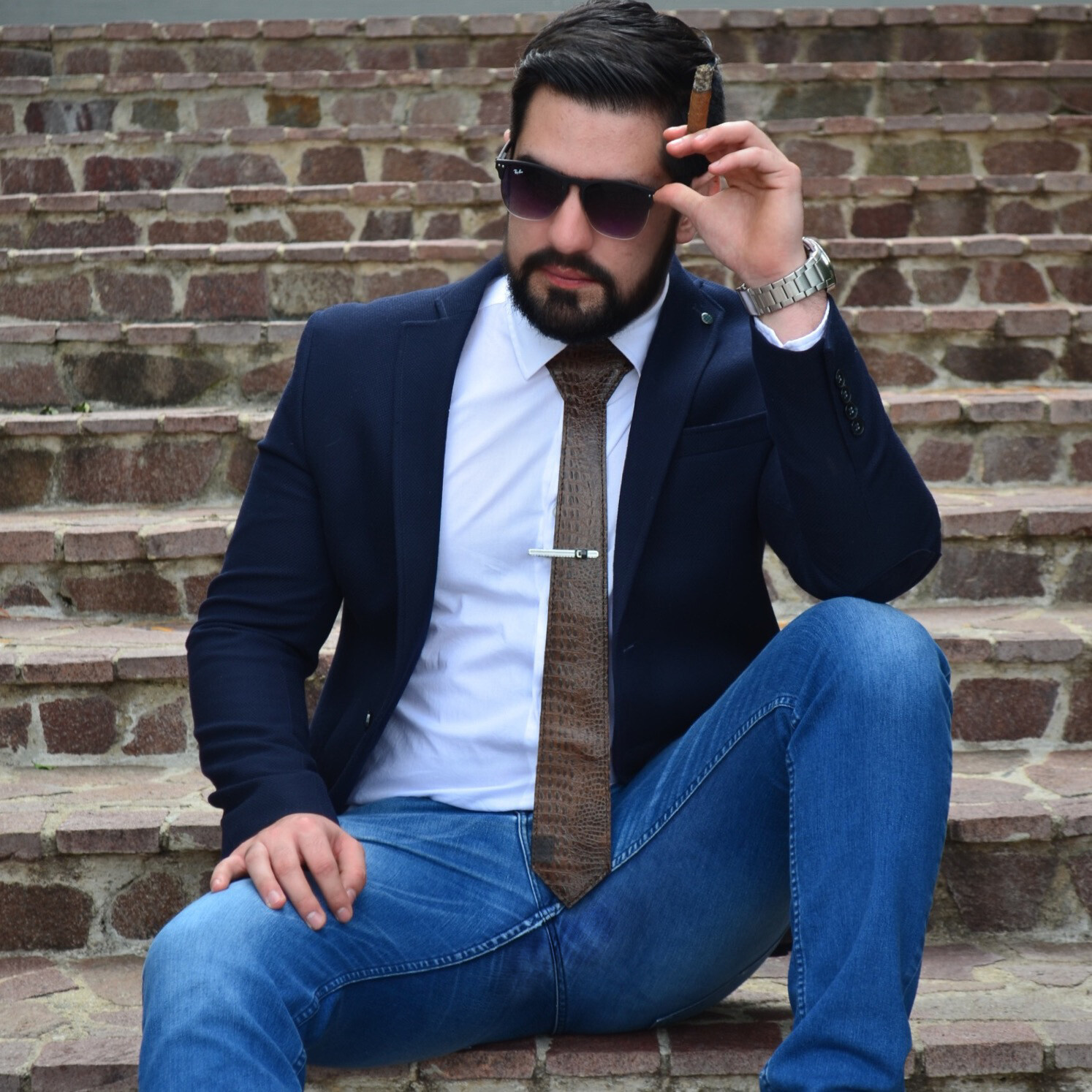 Exotic brown Corbata de Piel
