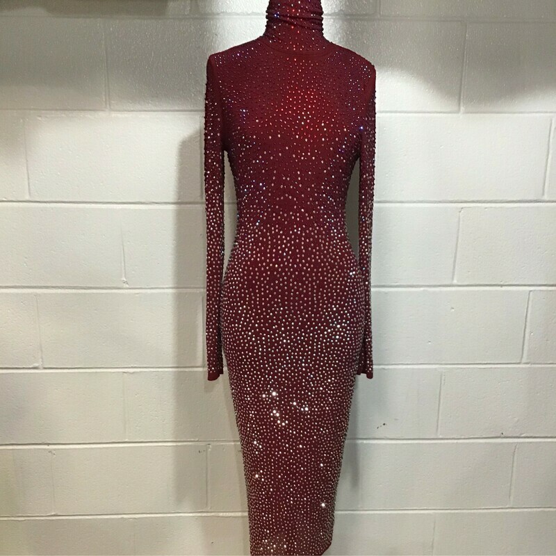 Burgundy Long Sequin Body Con Dress