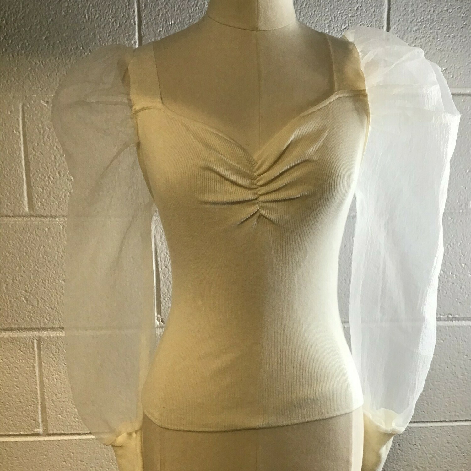 Off -White Sheer Sleeves Top