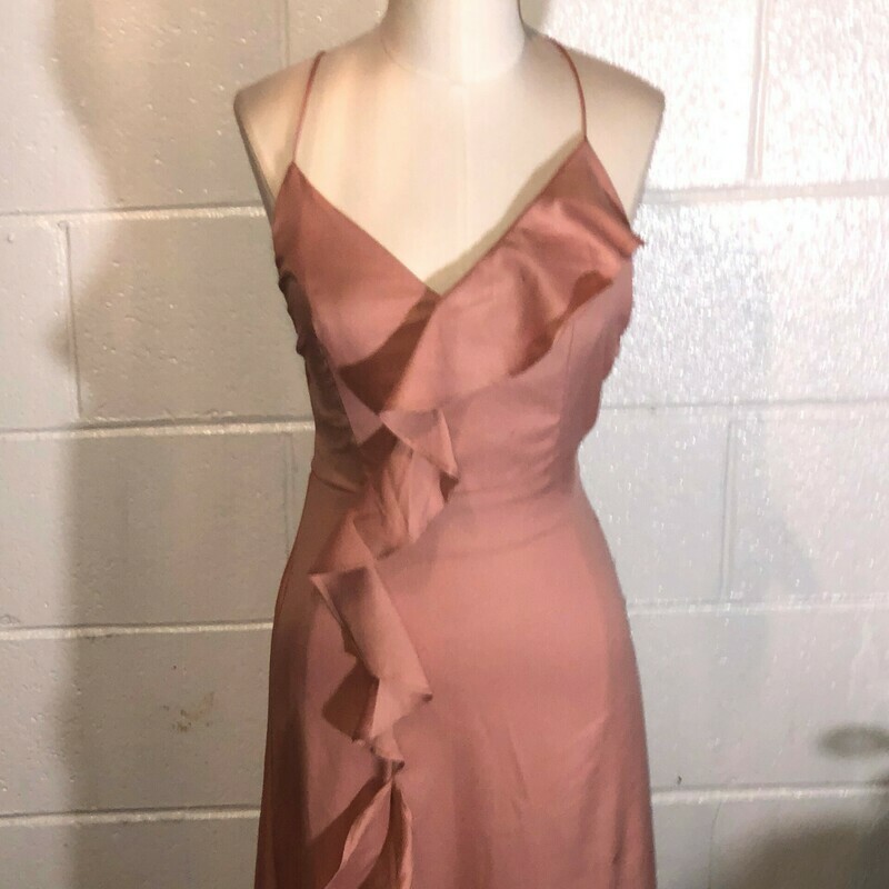 Solid Ruffled Wrap Long Blush Dress