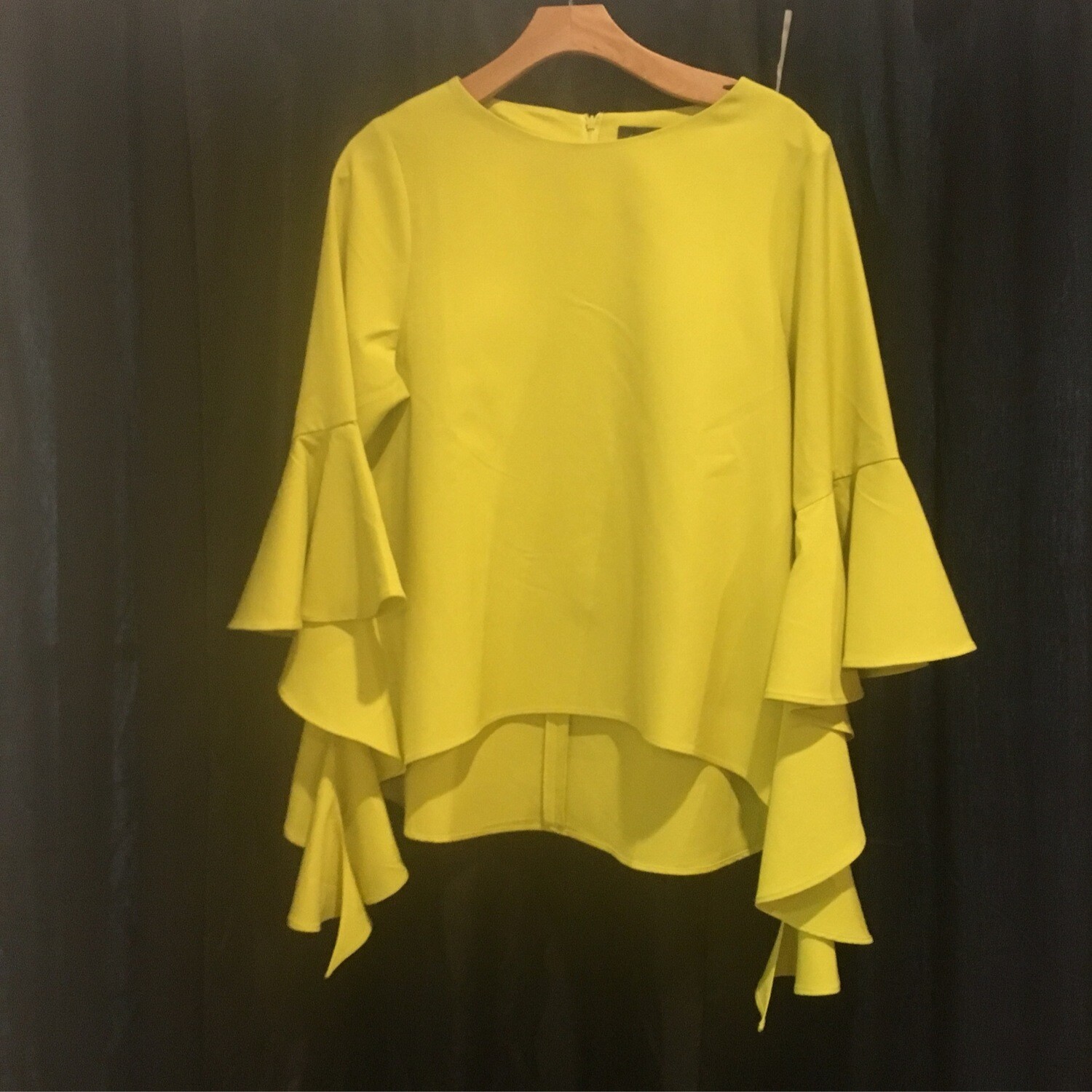 NEON GREEN RUFFLE SLEEVE TOP