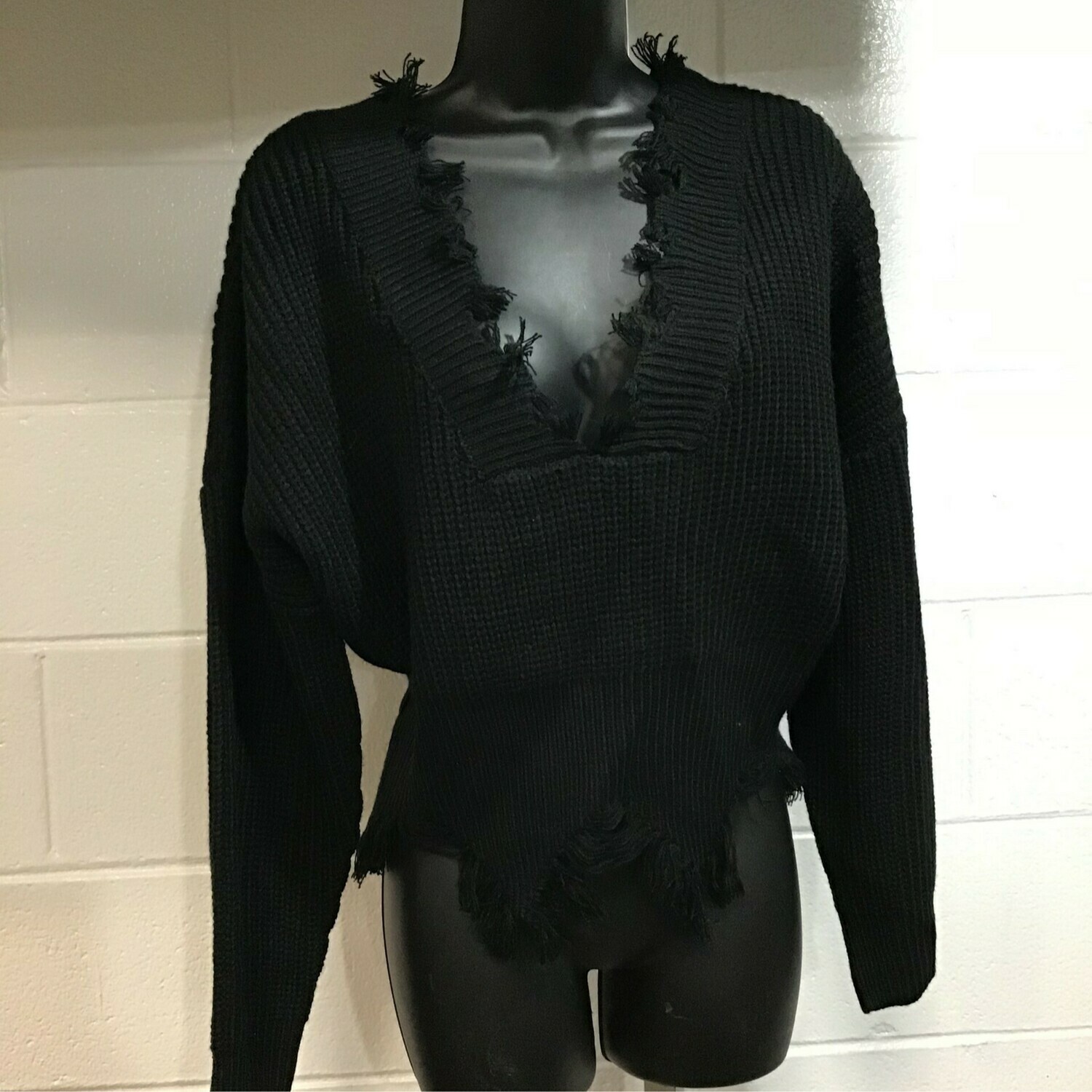 Black V Cut Sweater