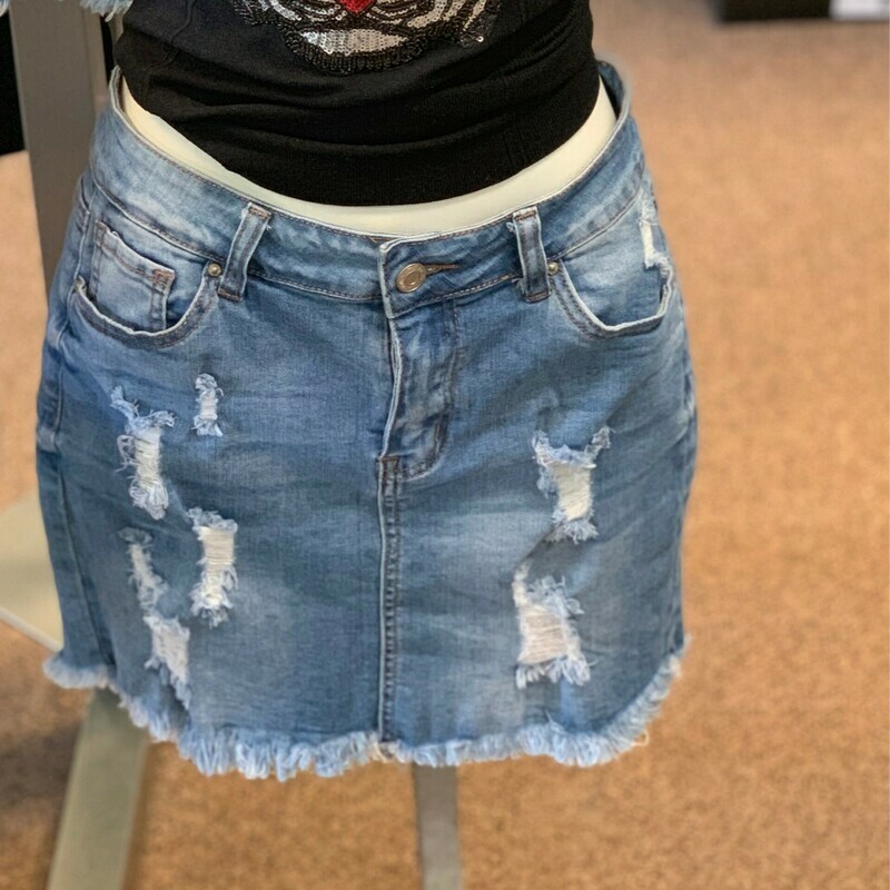 Ripped Denim Skirt