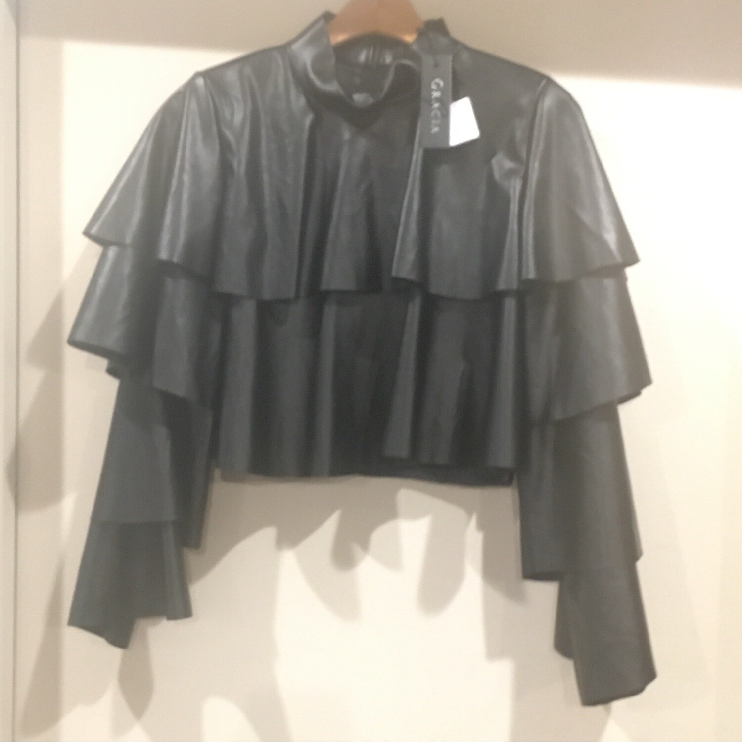 Gracia Black Ruffle Crop Top