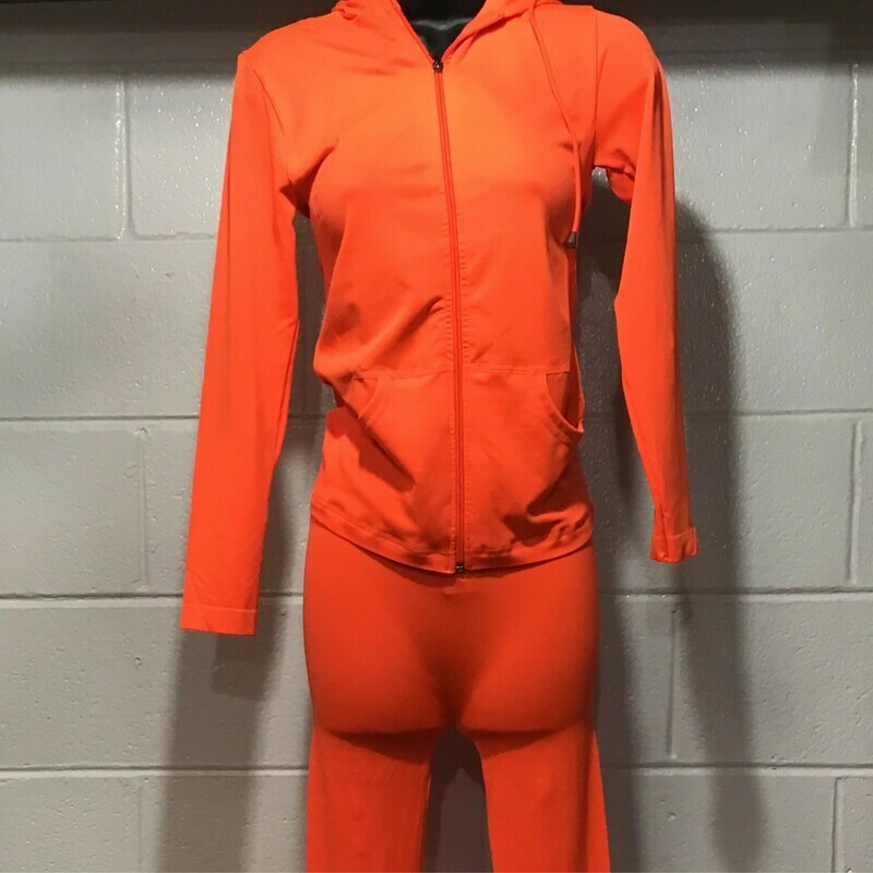 Orange Solid Hoodie Two-Piece  Legging