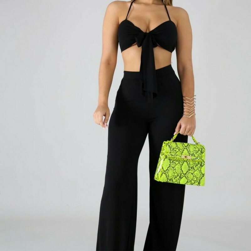 Front Tie Bra Top &amp; Pants Set