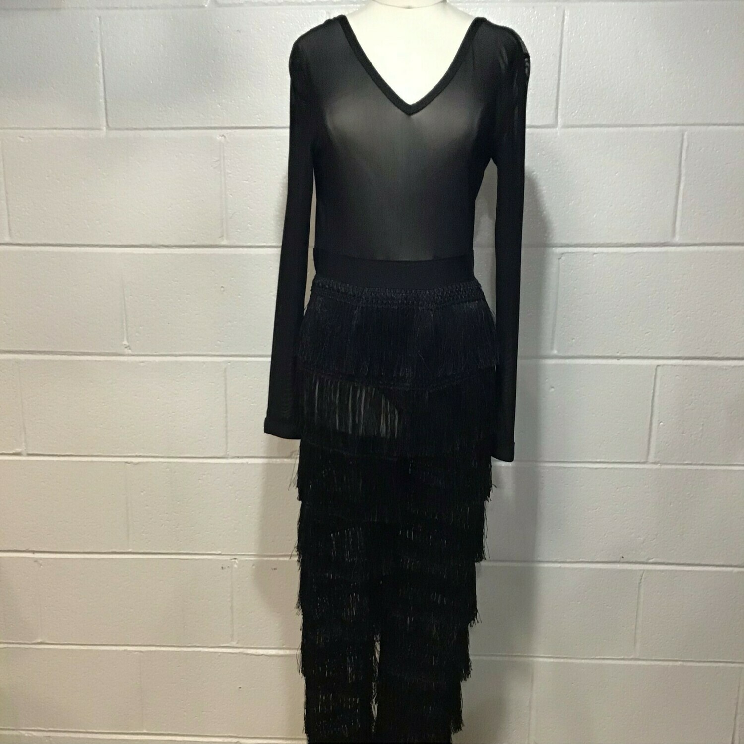 Black Fringe See Through Jumpsuit