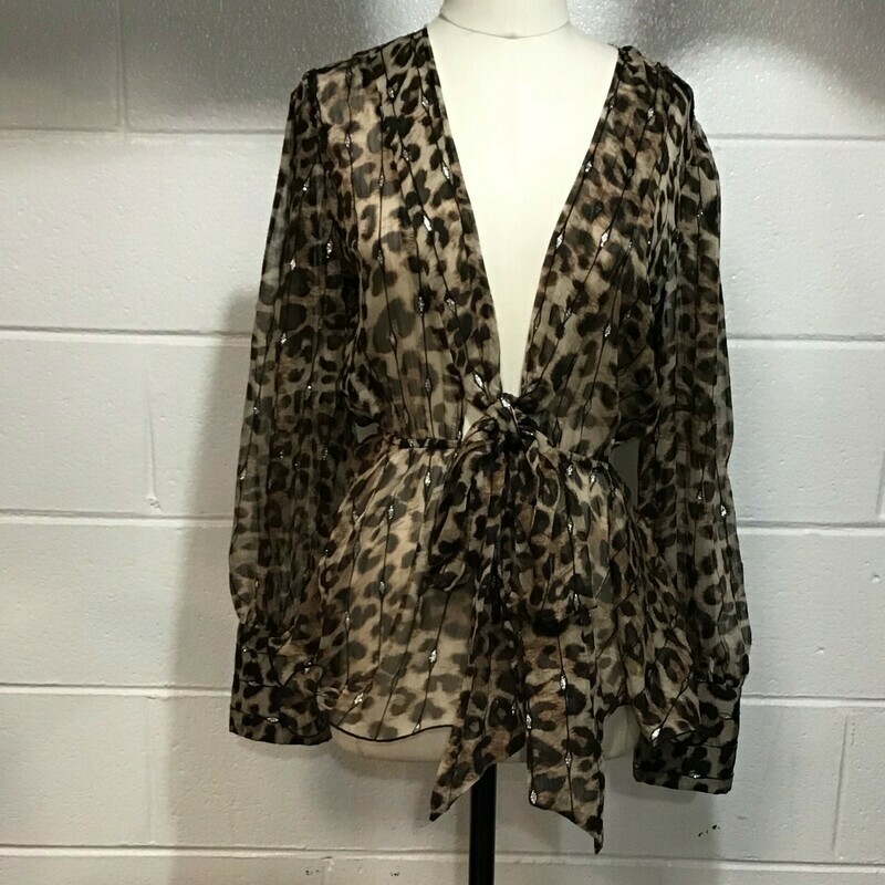 Leopard Print Tie Up Front Top