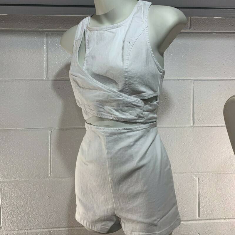 White Jean Romper