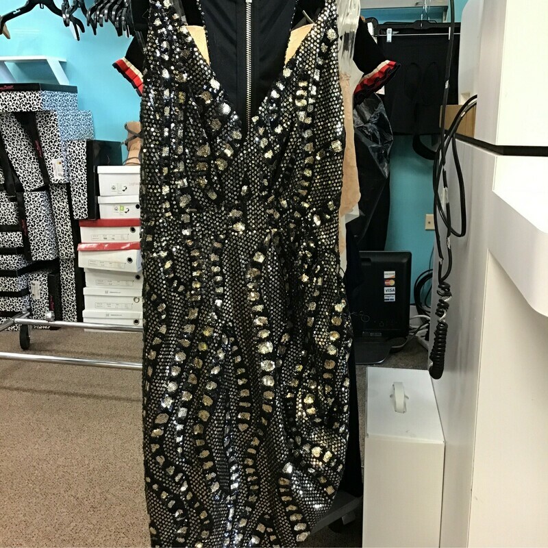 Black And Gold Sequin  Dress