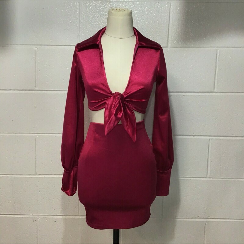 Tie-up Two-Piece  Satin Skirt Set