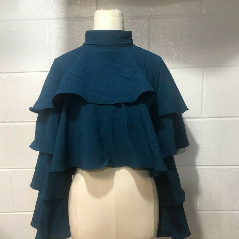 Gracia Turquoise Ruffle Crop Top