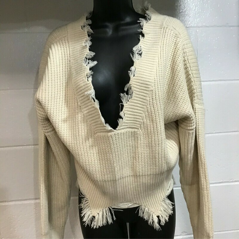Cream V -Neck Sweater