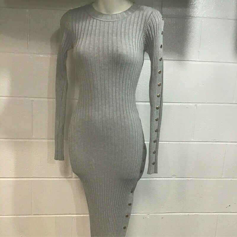 Grey Side Split Sweater Dress