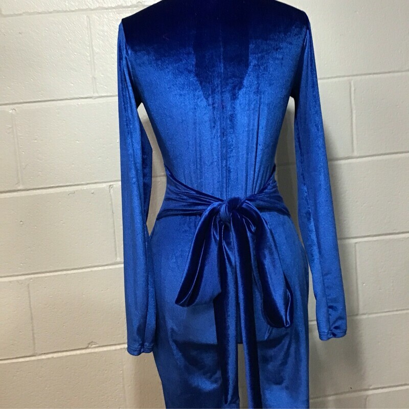 Royal Blue Velvet Zipper Back Jumpsuit