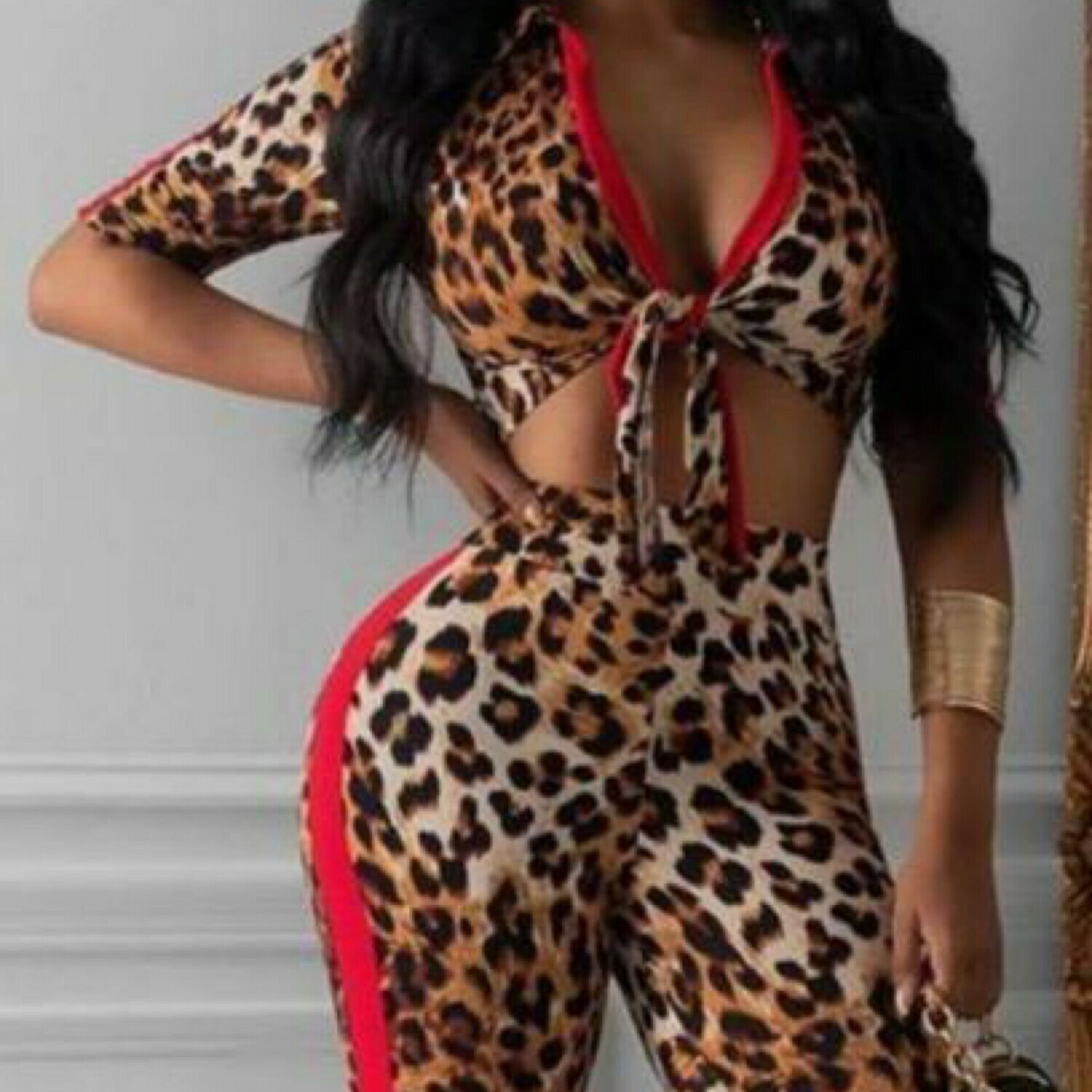 Leopard Print Two- Piece  Set