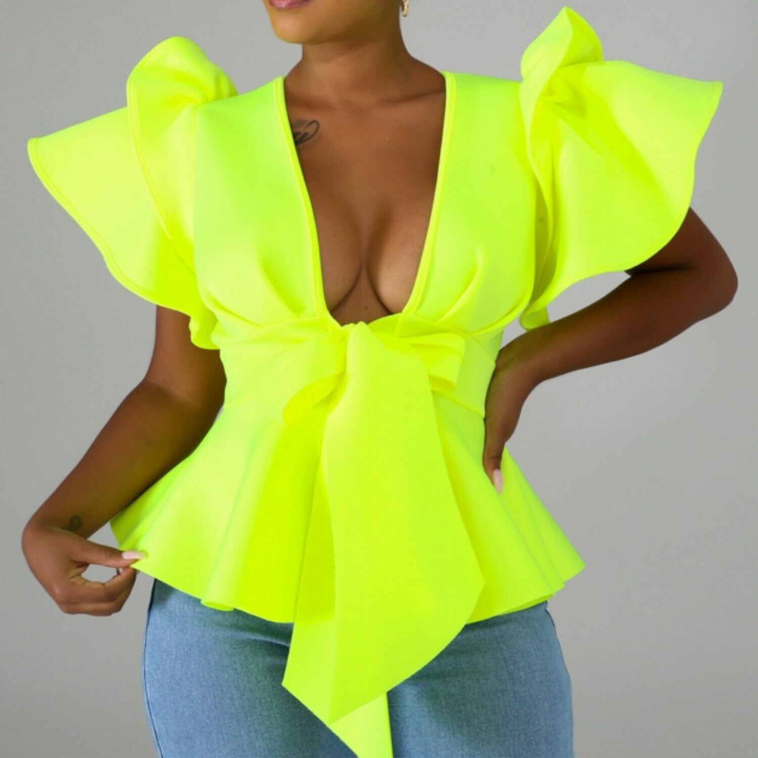 Daylight Flare Tie Top Yellow