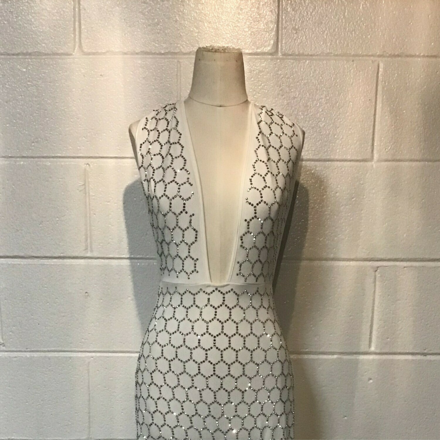 Stone Deep V Neck Jumper White