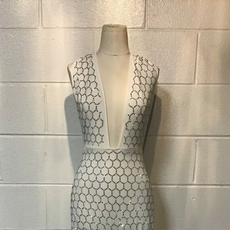 Stone Deep V Neck Jumper White