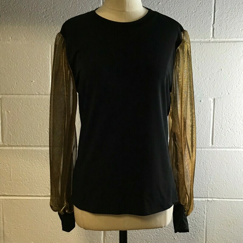 Gold/Black Sheer Sleeves Top