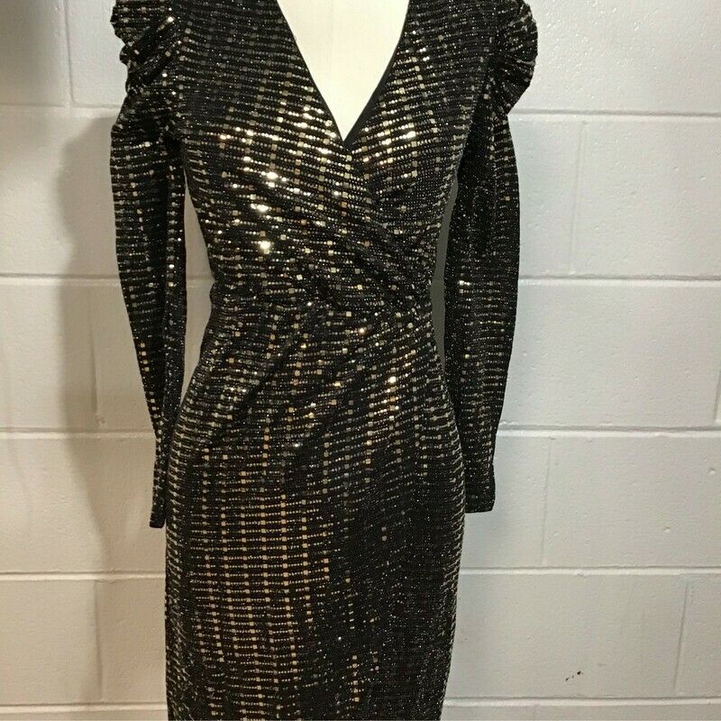 Black And Gold Fancy Sequin Dress