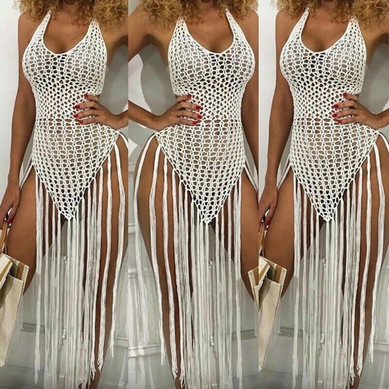 White Fringe Down Cover Up