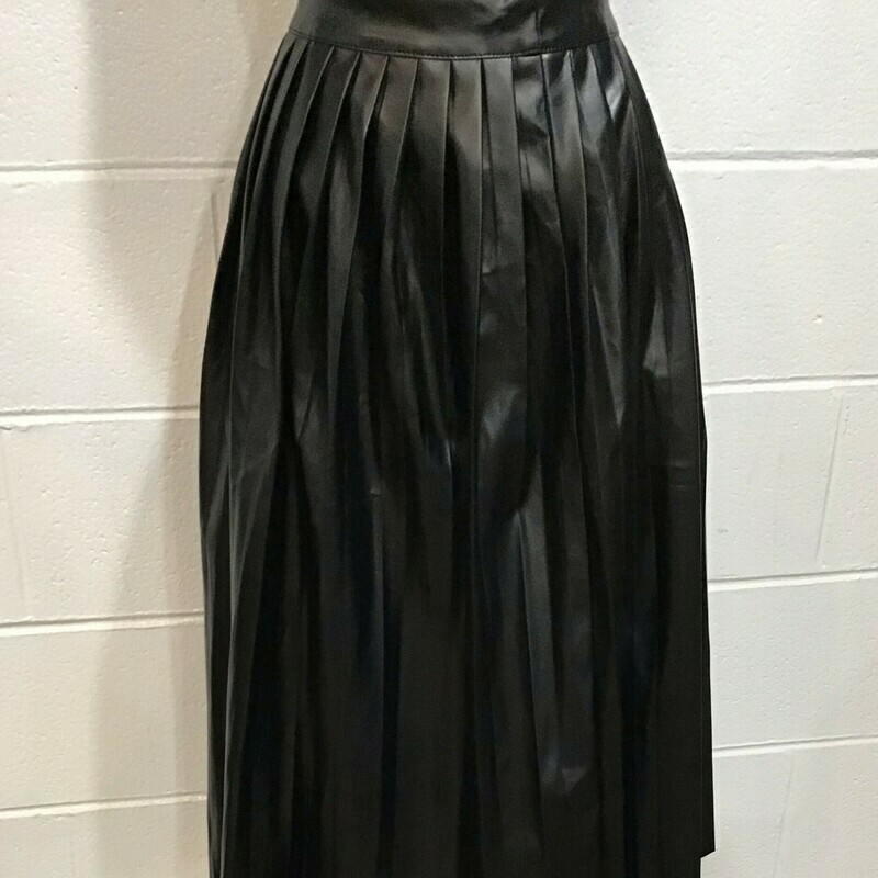 Pleated Faux Leather Skirt