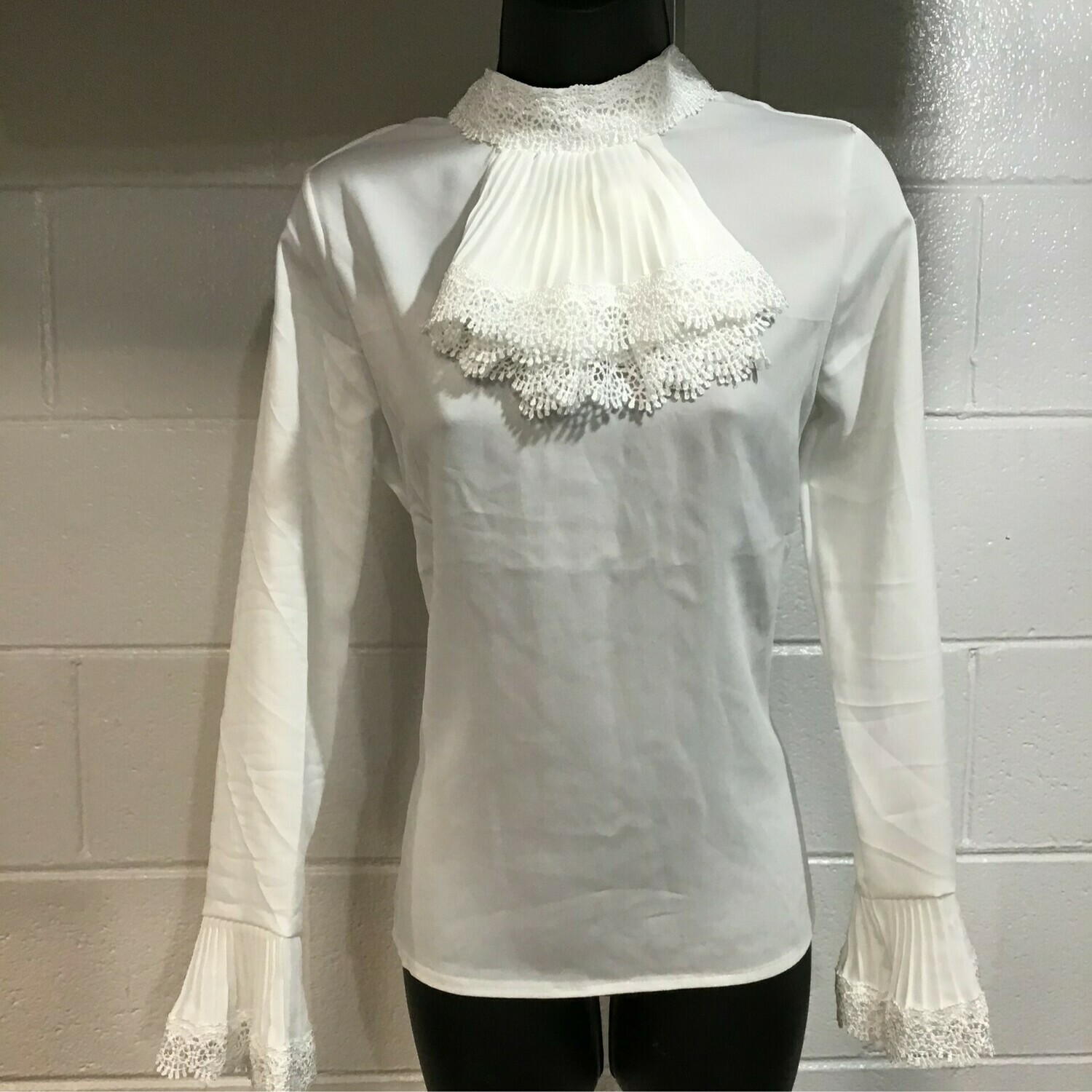 White Ruffle Top Blouse