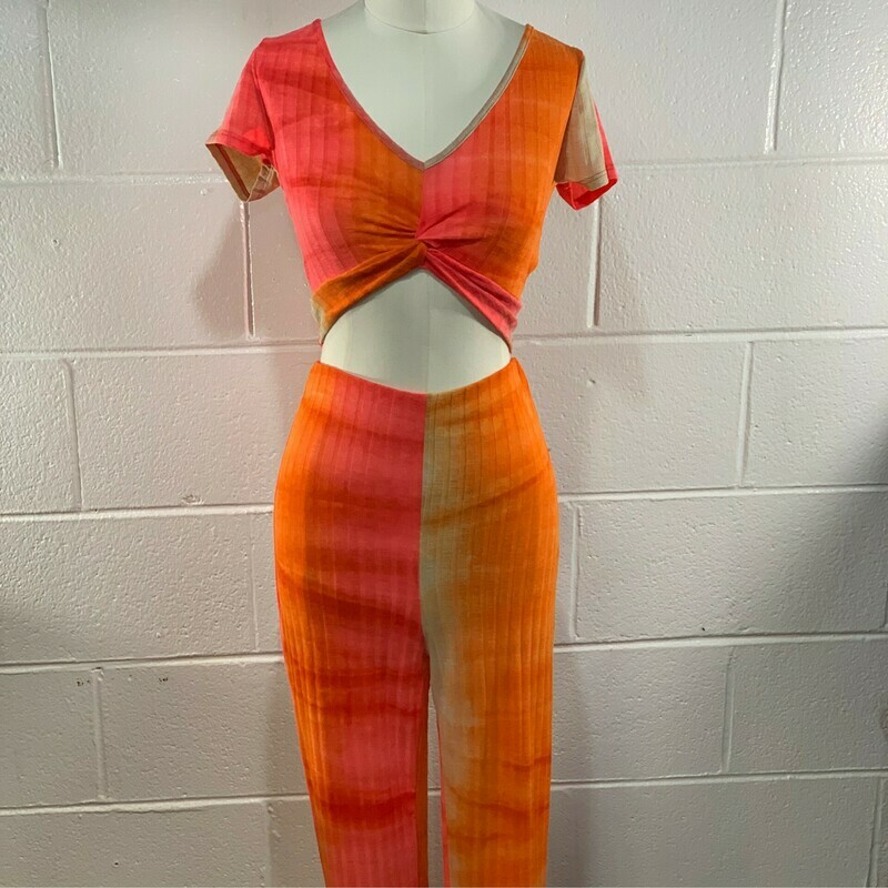 2 Piece Orange Pink Tie Dye Pants Set