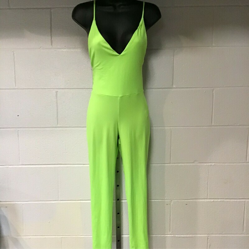 Lime Green V Neck Jumpsuit