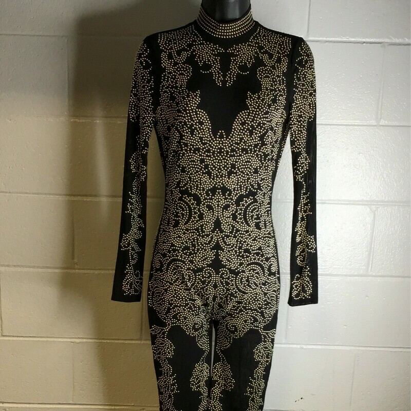 Black And Gold Beaded Romper