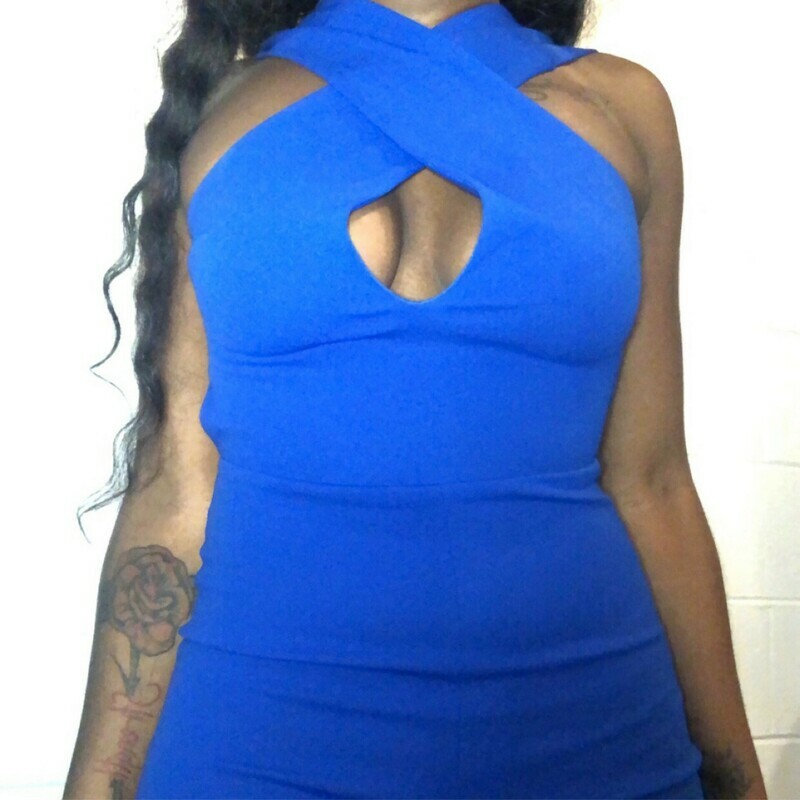 Cross Back Blue Jumpsuit